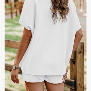 White Short Sleeve Top and Shorts Set